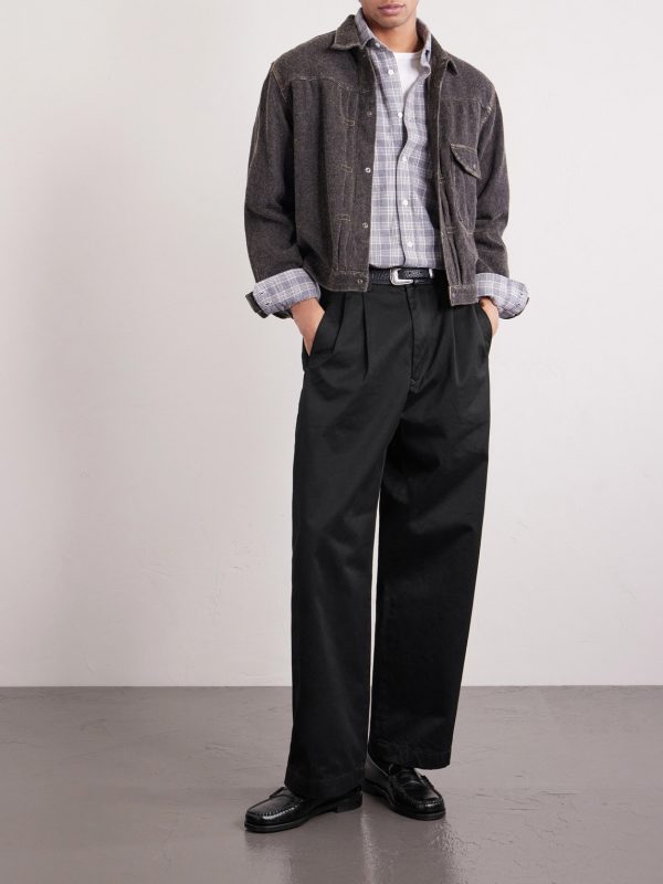 Wide-Leg Logo-Embroidered Pleated Cotton-Twill Chinos - OU Wide-Leg Logo-Embroidered Pleated Cotton-Twill Chinos - OU