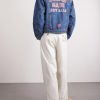 Corduroy-Trimmed Logo-Embroidered Denim Jacket - BK