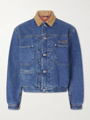 Corduroy-Trimmed Logo-Embroidered Denim Jacket Corduroy-Trimmed Logo-Embroidered Denim Jacket