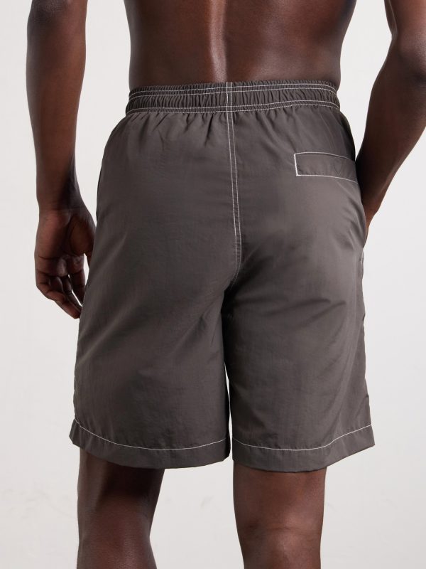 Straight-Leg Mid-Length Logo-Print Swim Shorts - BK Straight-Leg Mid-Length Logo-Print Swim Shorts - BK