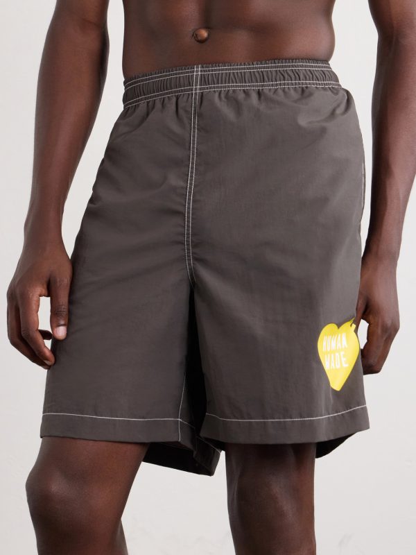 Straight-Leg Mid-Length Logo-Print Swim Shorts - FR Straight-Leg Mid-Length Logo-Print Swim Shorts - FR