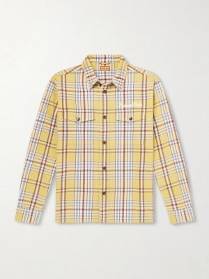 Logo-Embroidered Checked Cotton-Flannel Shirt Logo-Embroidered Checked Cotton-Flannel Shirt