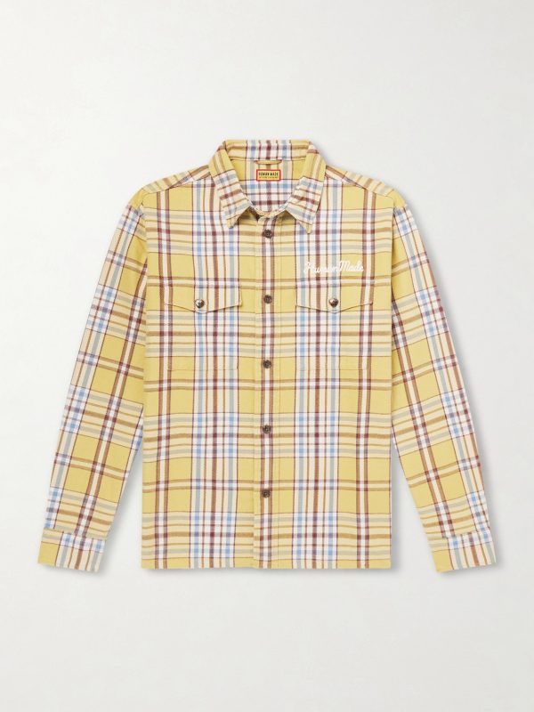 Logo-Embroidered Checked Cotton-Flannel Shirt