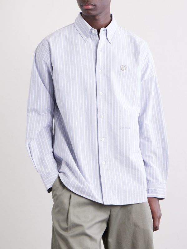 Button-Down Collar Logo-Appliquéd Striped Cotton Shirt - FR