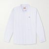 Button-Down Collar Logo-Appliquéd Striped Cotton Shirt
