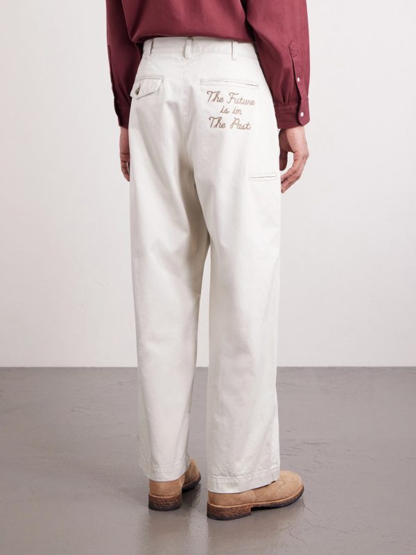 Wide-Leg Logo-Embroidered Pleated Cotton-Twill Chinos - BK