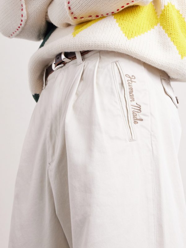 Wide-Leg Logo-Embroidered Pleated Cotton-Twill Chinos - CU
