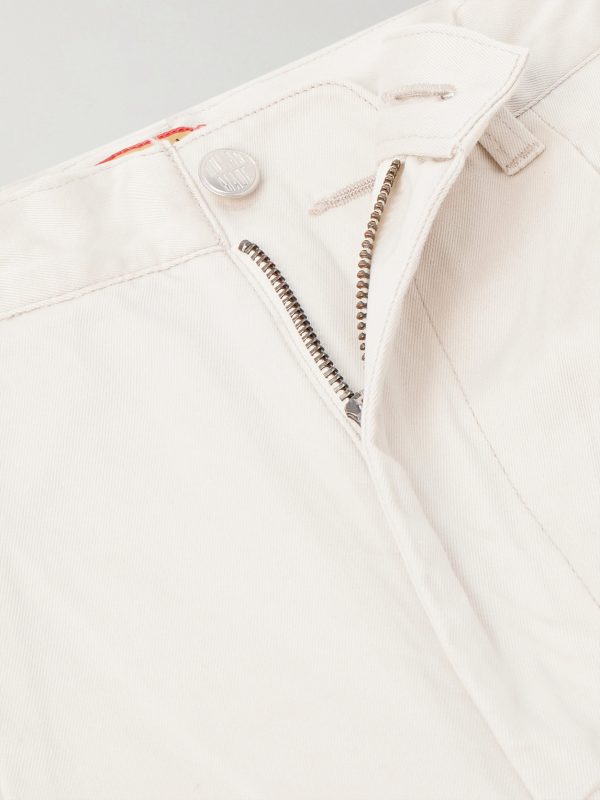 Wide-Leg Logo-Embroidered Pleated Cotton-Twill Chinos - E1