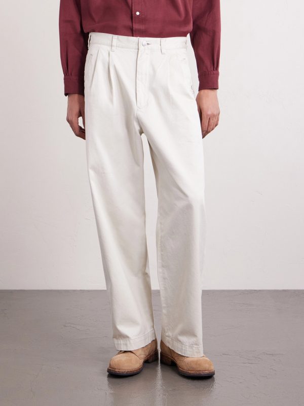 Wide-Leg Logo-Embroidered Pleated Cotton-Twill Chinos - FR