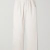 Wide-Leg Logo-Embroidered Pleated Cotton-Twill Chinos