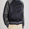 Reversible Logo-Appliquéd Cotton-Blend Satin Bomber Jacket - E1 Reversible Logo-Appliquéd Cotton-Blend Satin Bomber Jacket - E1
