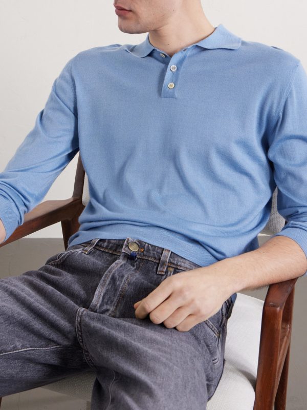 Slim-Fit Cashmere and Silk-Blend Polo Shirt - CU Slim-Fit Cashmere and Silk-Blend Polo Shirt - CU