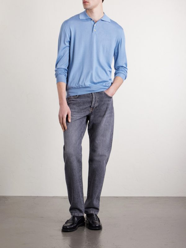 Slim-Fit Cashmere and Silk-Blend Polo Shirt - OU Slim-Fit Cashmere and Silk-Blend Polo Shirt - OU
