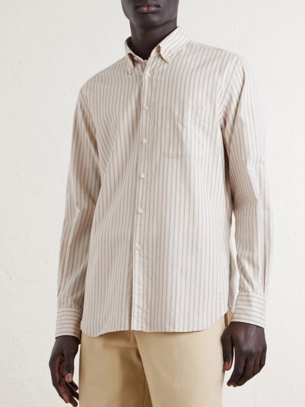 Glanshirt Button-Down Collar Striped Organic Cotton Oxford Shirt - FR Glanshirt Button-Down Collar Striped Organic Cotton Oxford Shirt - FR
