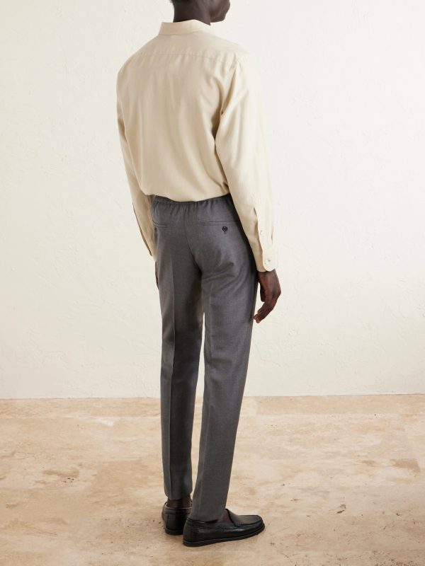 Slim-Leg Virgin Wool Drawstring Trousers - BK Slim-Leg Virgin Wool Drawstring Trousers - BK