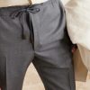 Slim-Leg Virgin Wool Drawstring Trousers - E1 Slim-Leg Virgin Wool Drawstring Trousers - E1