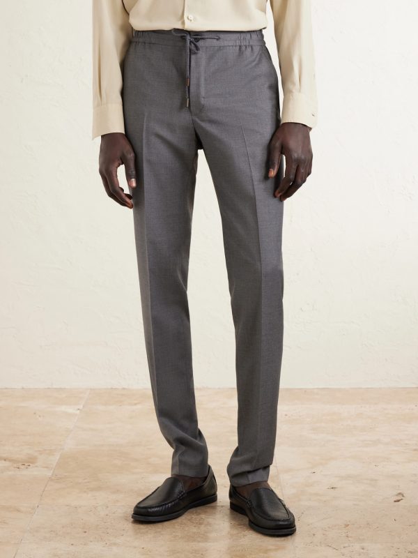 Slim-Leg Virgin Wool Drawstring Trousers - FR Slim-Leg Virgin Wool Drawstring Trousers - FR