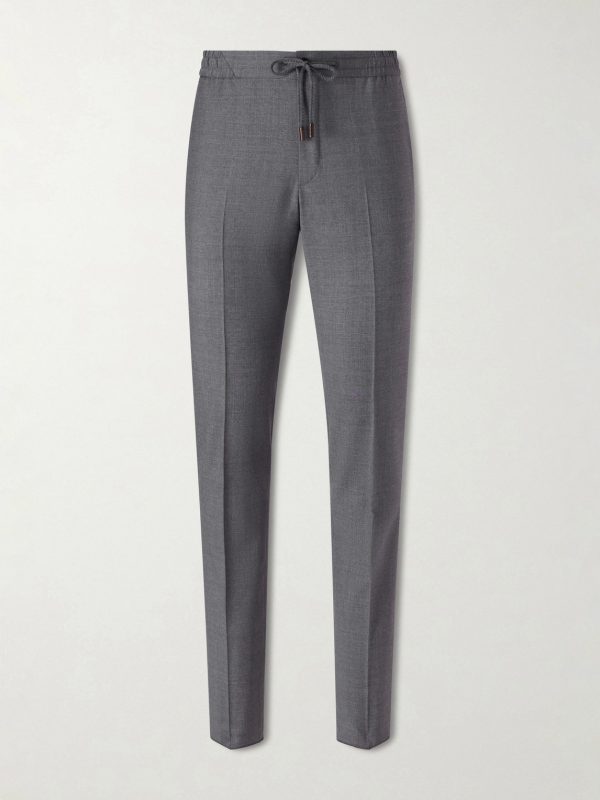 Slim-Leg Virgin Wool Drawstring Trousers Slim-Leg Virgin Wool Drawstring Trousers