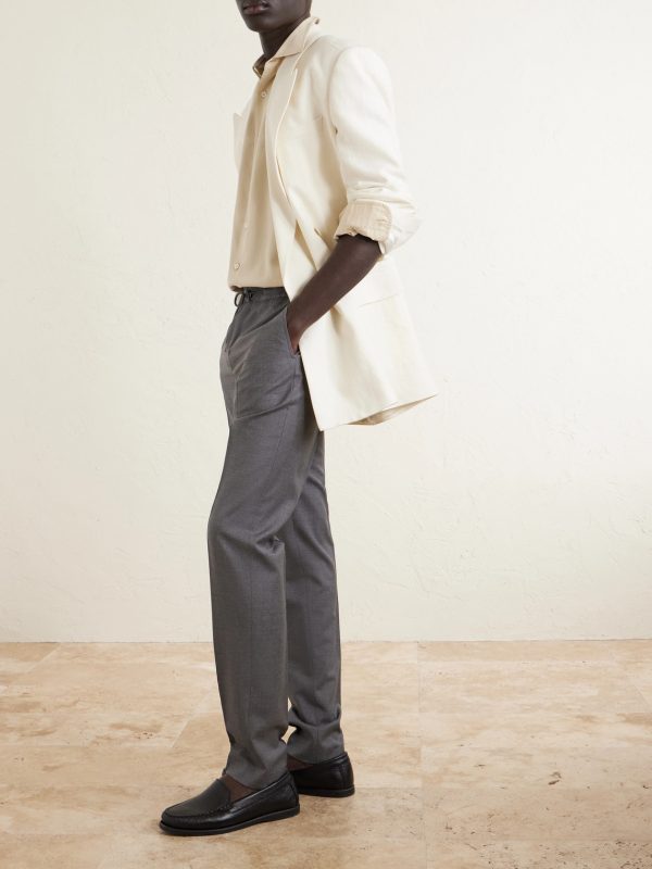 Slim-Leg Virgin Wool Drawstring Trousers - OU Slim-Leg Virgin Wool Drawstring Trousers - OU