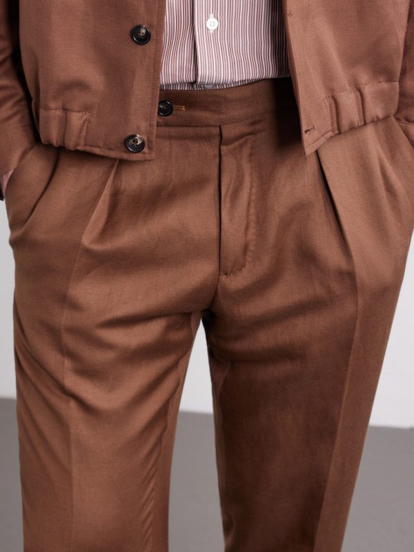 Tapered Pleated Wool and Linen-Blend Trousers - CU Tapered Pleated Wool and Linen-Blend Trousers - CU
