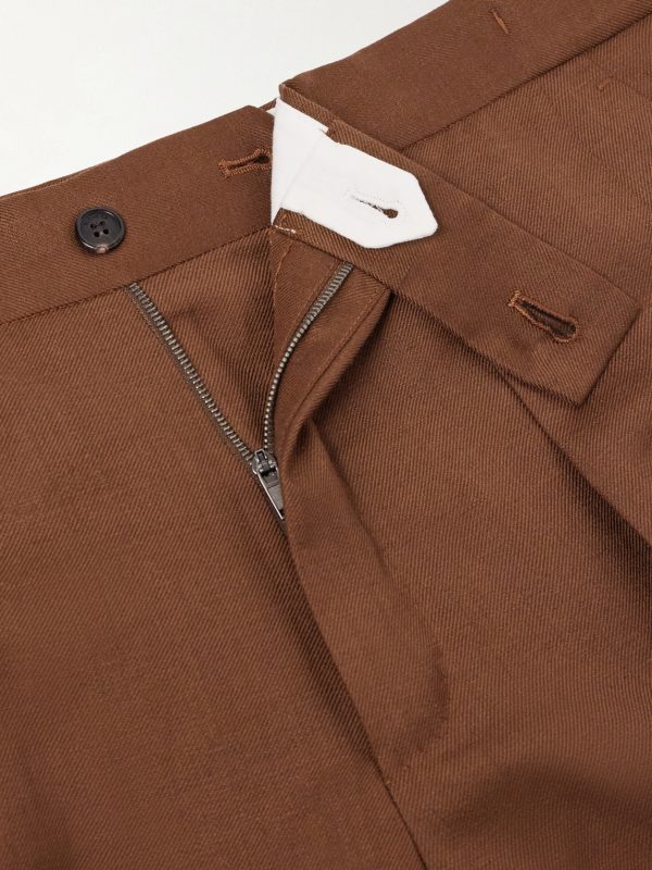 Tapered Pleated Wool and Linen-Blend Trousers - E1 Tapered Pleated Wool and Linen-Blend Trousers - E1