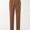 Tapered Pleated Wool and Linen-Blend Trousers Tapered Pleated Wool and Linen-Blend Trousers