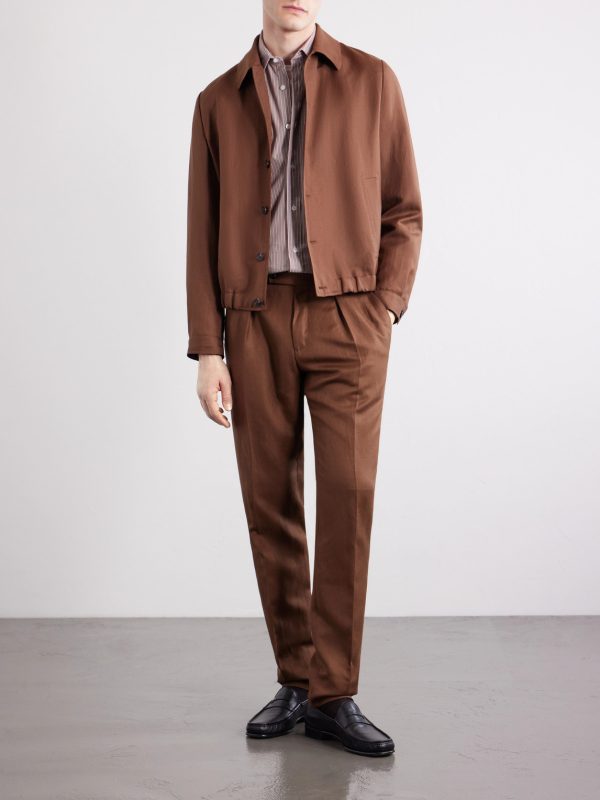 Tapered Pleated Wool and Linen-Blend Trousers - OU Tapered Pleated Wool and Linen-Blend Trousers - OU
