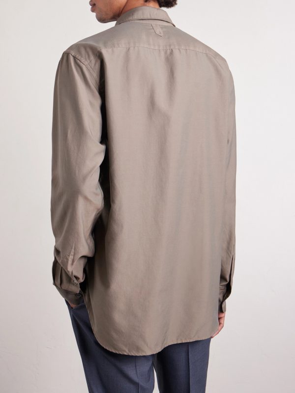 Garment-Dyed Cotton and Silk-Blend Shirt - BK Garment-Dyed Cotton and Silk-Blend Shirt - BK