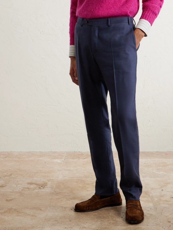 Tapered Linen and Wool-Blend Twill Suit Trousers - FR Tapered Linen and Wool-Blend Twill Suit Trousers - FR