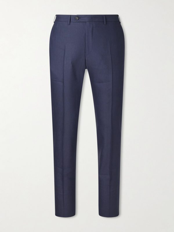 Tapered Linen and Wool-Blend Twill Suit Trousers Tapered Linen and Wool-Blend Twill Suit Trousers