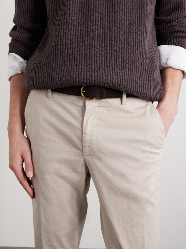 Tapered Cotton-Blend Twill Chinos - E1