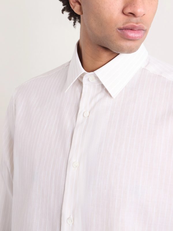 Slim-Fit Striped Cotton and Linen-Blend Shirt - CU