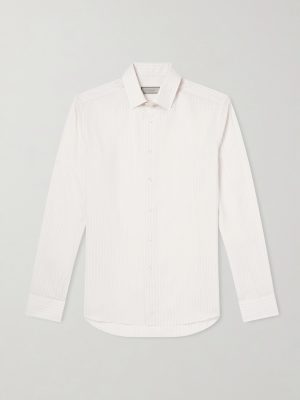 Slim-Fit Striped Cotton and Linen-Blend Shirt