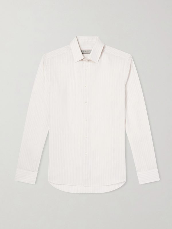 Slim-Fit Striped Cotton and Linen-Blend Shirt