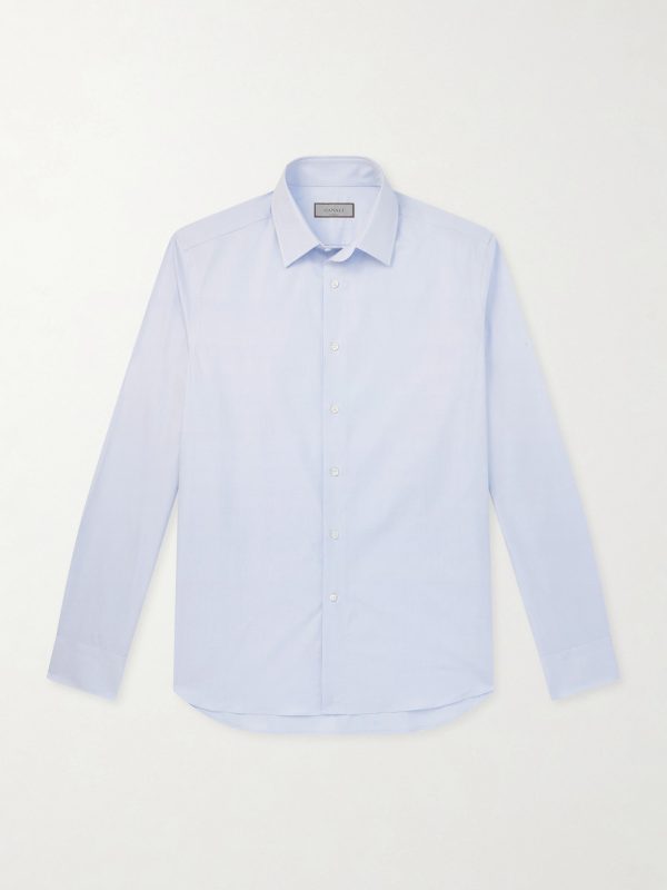 Impeccabile Cutaway-Collar Cotton-Poplin Shirt