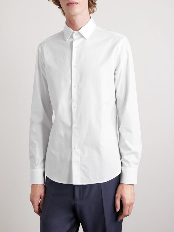 Impeccabile Cutaway-Collar Cotton-Poplin Shirt - OU