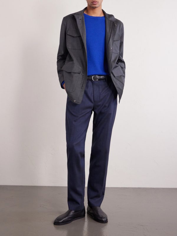 Slim-Fit Tapered Wool-Blend Chinos - OU