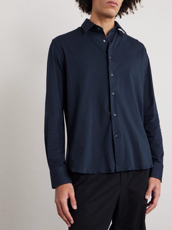 Travel Slim-Fit Cutaway-Collar Stretch-Cotton Jersey Shirt - FR