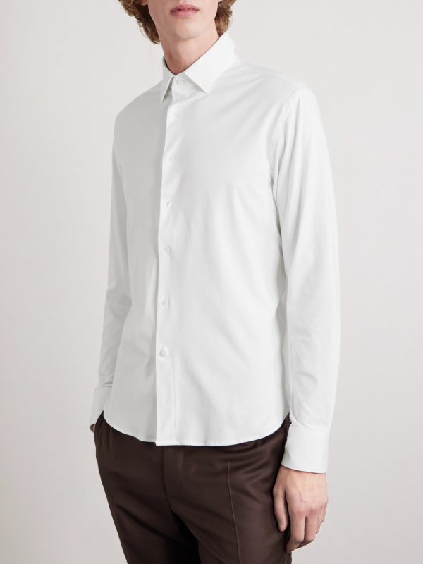 Travel Slim-Fit Cutaway-Collar Stretch-Cotton Jersey Shirt - OU Travel Slim-Fit Cutaway-Collar Stretch-Cotton Jersey Shirt - OU