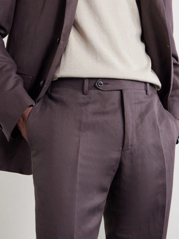 Straight-Leg Linen and Silk-Blend Suit Trousers - CU