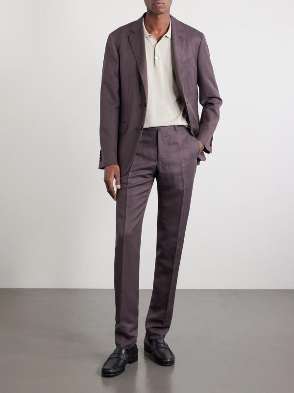 Straight-Leg Linen and Silk-Blend Suit Trousers - OU