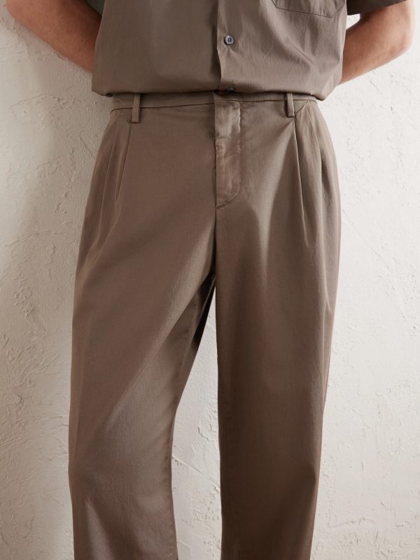 Straight-Leg Pleated Cotton-Blend Gabardine Trousers - CU Straight-Leg Pleated Cotton-Blend Gabardine Trousers - CU