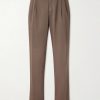 Straight-Leg Pleated Cotton-Blend Gabardine Trousers Straight-Leg Pleated Cotton-Blend Gabardine Trousers