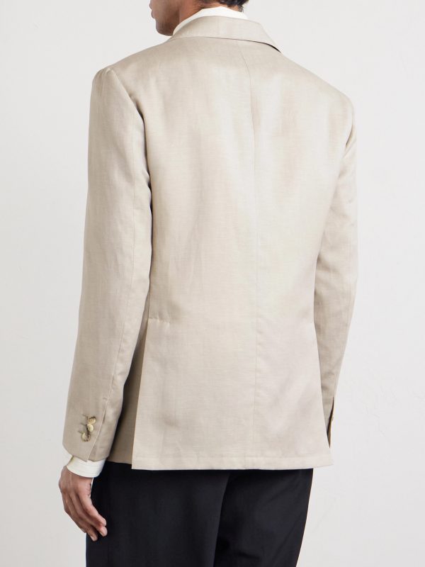 Wool and Linen-Blend Blazer - BK Wool and Linen-Blend Blazer - BK