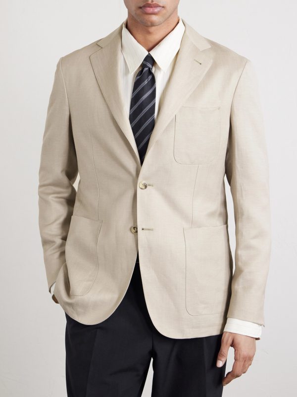 Wool and Linen-Blend Blazer - FR Wool and Linen-Blend Blazer - FR