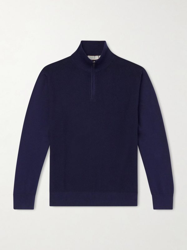 Honeycomb-Knit Cotton Half-Zip Sweater Honeycomb-Knit Cotton Half-Zip Sweater