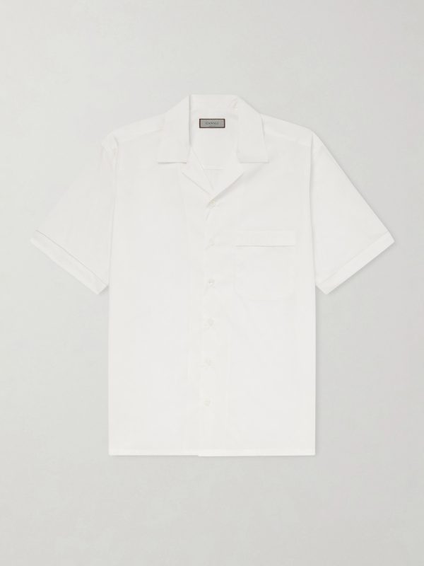 Camp-Collar Cotton Shirt
