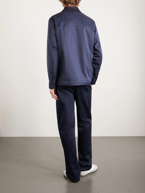 Suede-Trimmed Shell Jacket - BK Suede-Trimmed Shell Jacket - BK