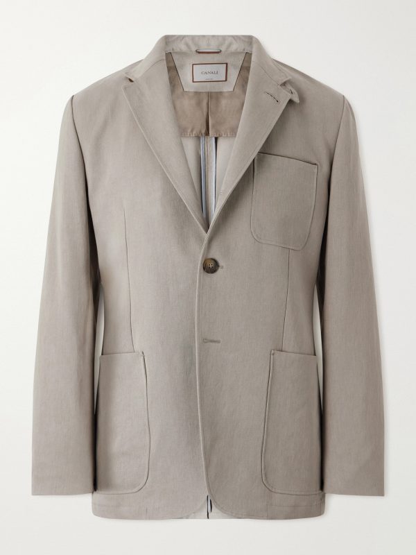 Cotton-Blend Single-Breasted Blazer