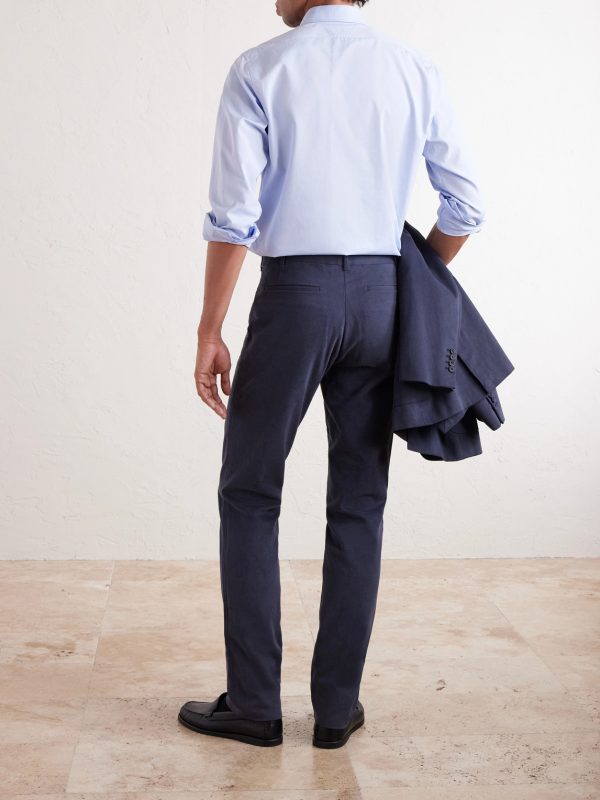 Straight-Leg Cotton-Twill Trousers - BK Straight-Leg Cotton-Twill Trousers - BK